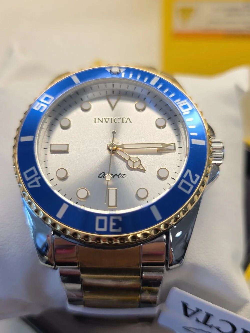330.  Invicta Pro Diver Vitreos Men's Watch 42mm, Gold, Steel (69398)